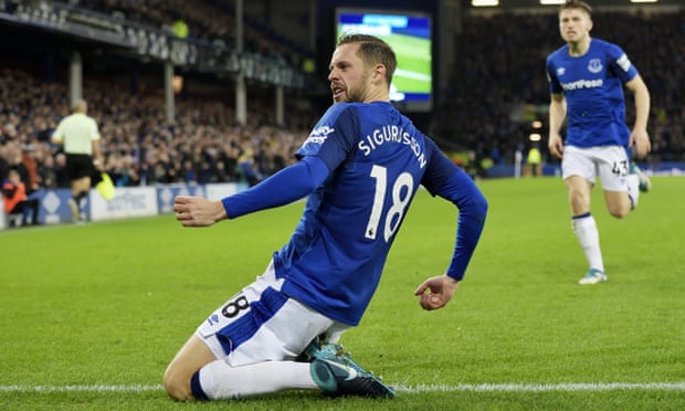 Gylfi Sigurdsson’s close-range finish against Huddersfield was only his third goal for Everton since joining in a record move from Swansea City.
