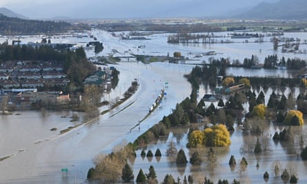 An aerial shot of flooding on the the Sumas Prairie in Abbotsford.