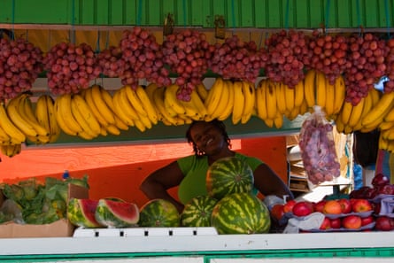 A fresh fruit stand in Scarborough on Tobago.