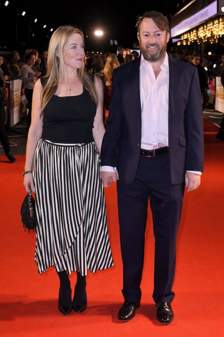 Mitchell with his wife, Victoria, at the premiere of Greed in London last month.