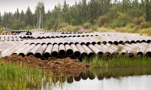 Pipeline construction work north in the Canadian tar sands. 
