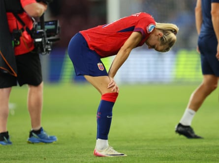 Ada Hegerberg stares at the floor at full time