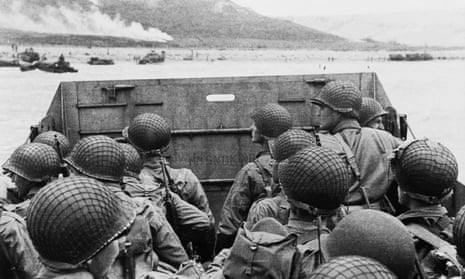 American troops in a landing craft approaching Utah beach on D-day, 1944