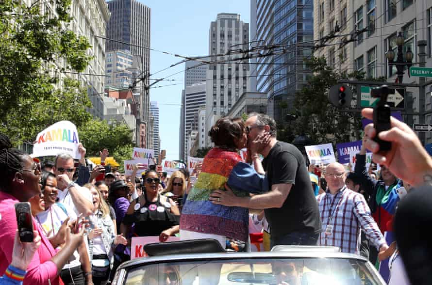 Harris and Emhoff at the San Francisco Pride Parade on 30 June, 2019.
