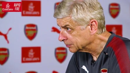 Arséne Wenger reacts with disbelief after hearing Per Mertesacker’s choice for his favourite pet