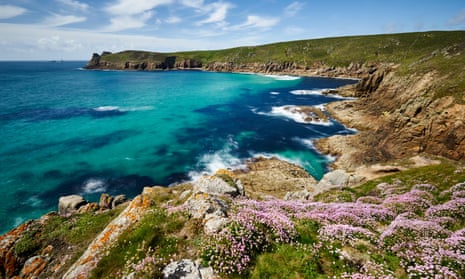Sea thrift growing on the clifftop at Nanjizal, Cornwall. England’s seaside helped rank the country second in Lonely Planet’s best places to visit in 2020. 
