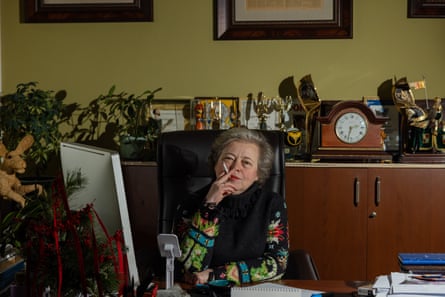 Ukrainian journalist Yulia Mostova in her newspaper office in Kyiv