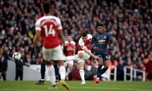 Granite Xhaka of Arsenal scores the first goal of his team.