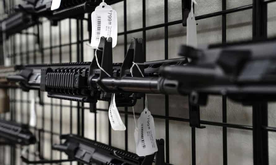 An AR-15 upper receiver nicknamed “The Balloter” is seen for sale at Firearms Unknown, a gun store in Oceanside, California.
