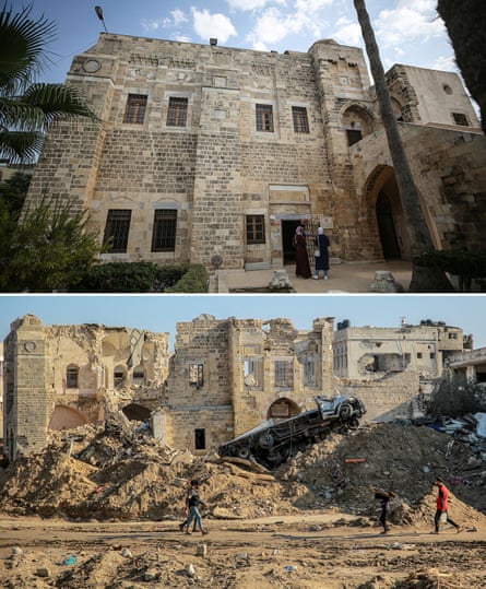 The Pasha Palace seen in 2022 and again on 5 January last year.