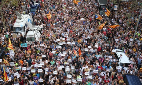 Catalan protestors in Barcelona
