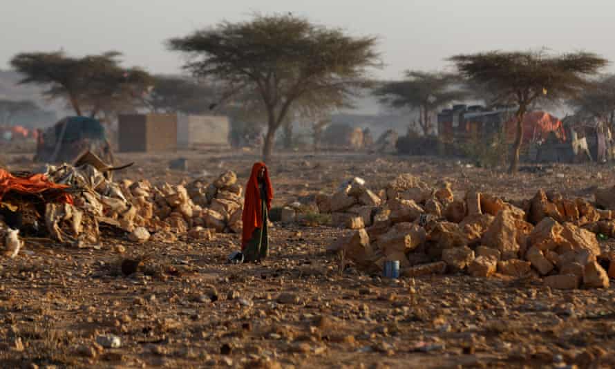 People displaced from their homes by drought in Qardho, Somalia