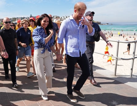 Prince Harry and Meghan arrived at the Bondi Surf Bathers’ Life Saving Club on Friday morning.