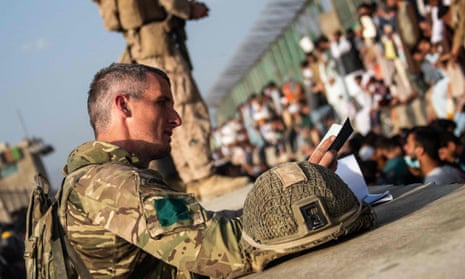 Members of the UK armed forces during the operation to support the evacuation of British nationals and entitled personnel at Kabul airport.