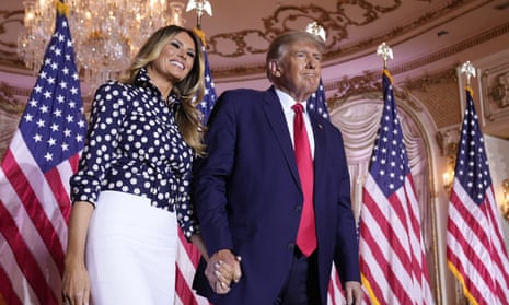Donald TrumpFormer President Donald Trump stands on stage with former first lady Melania Trump after he announced a run for president for the third time at Mar-a-Lago in Palm Beach, Fla., Tuesday, Nov. 15, 2022. (AP Photo/Andrew Harnik)