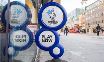 A national Lottery sign outside a shop in central London