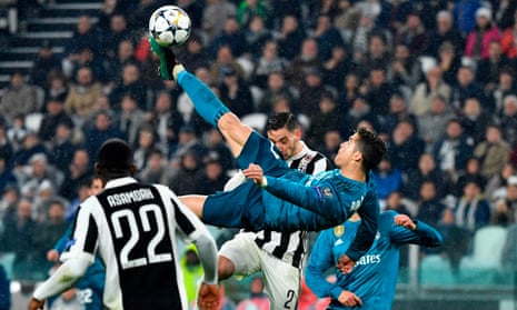Cristiano Ronaldo scores Real Madrid's second goal in the 3-0 win at Juventus.