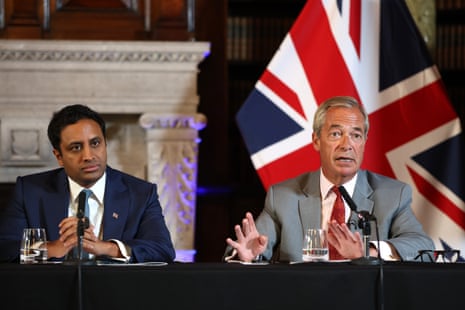 Nigel Farage (right) and Zia Yusuf at their press conference at the Royal Horseguards Hotel in Westminster.
