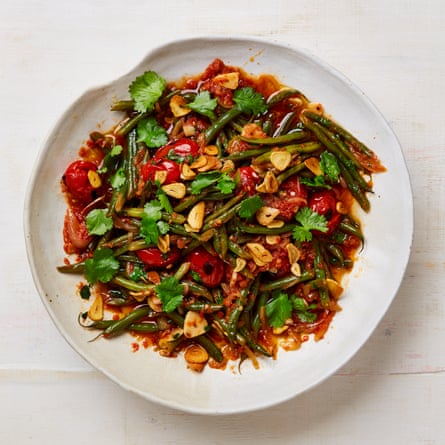 Yotam Ottolenghi’s braised green beans with tomato, cardamom and garlic.
