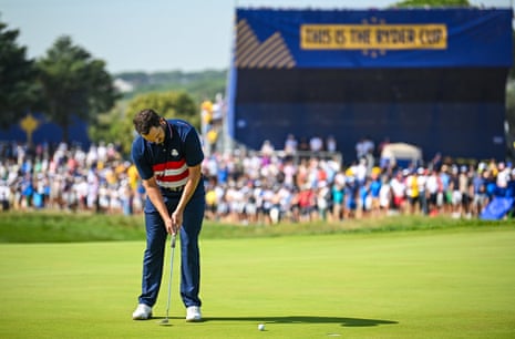 Patrick Cantlay in action during the singles.