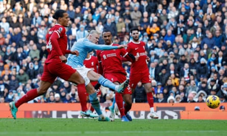 Erling Haaland fires Manchester City into a first-half lead