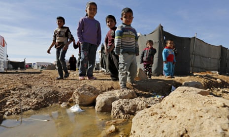 Syrian children at the Zaatari refugee camp in the Jordanian city of Mafraq