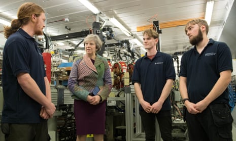Theresa May meets technicians at Sci-Tech Daresbury in Warrington