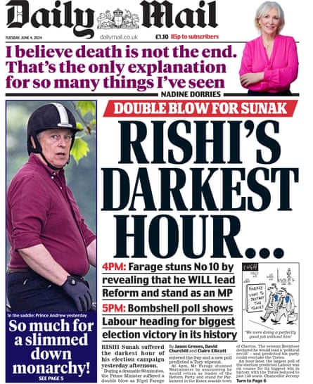 The Daily Mail reports the return of Nigel Farage.