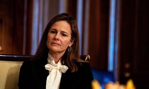Amy Coney Barrett in Washington last week. Public records show Barrett, 48, lived in a nine-bedroom South Bend home owned at the time by religious scholar Kevin Ranaghan.