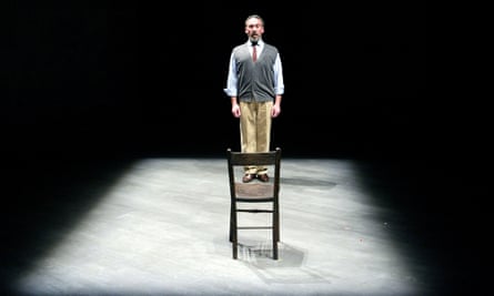Antony Sher in Primo, at the National Theatre, 2004, a one-man show set in Auschwitz and based on the writings of Primo Levi.