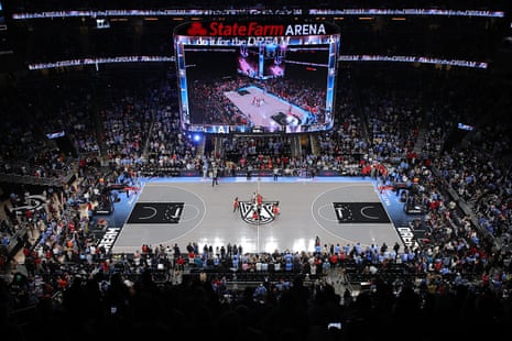 Atlanta forward Angel Reese and Golden State center Kiah Stokes contest the opening tip-off during Game 6 of the WNBA finals at State Farm Arena on Thursday afternoon.