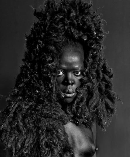 A self-portrait of photographer Zanele Muholi, one in a series exploring “what it means to be Black, 365 days a year”.