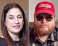 Split image of Luciana Berger smiling beside Joshua Bonehill-Paine in sunglasses and a red cap