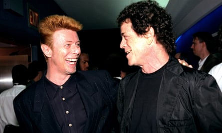 David Bowie and Lou Reed at the premiere of Basquait at the Paris Theatre, on 31 July 1996.