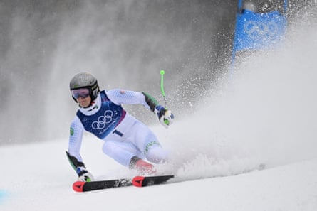 Lucas Pinheiro Braathen skis in the giant slalom