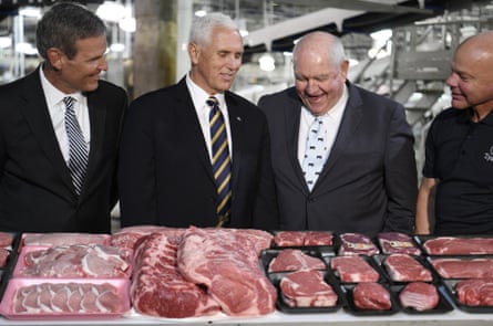 US vice president Mike Pence (second from left) visiting a Tyson Foods plant in Goodlettsville, Tennessee last year.
