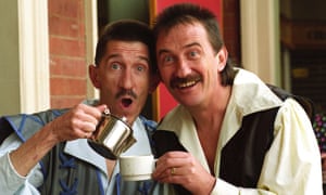 The Chuckle Brothers Paul and Barry Elliot in costume for the pantomime Snow White in Wolverhampton in 1993.