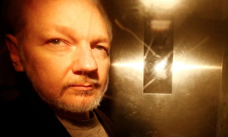 Julian Assange at court in London on 1 May to be sentenced for breach of bail.