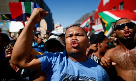 Protesters march in Pretoria, South Africa, calling for President Zuma to step down.