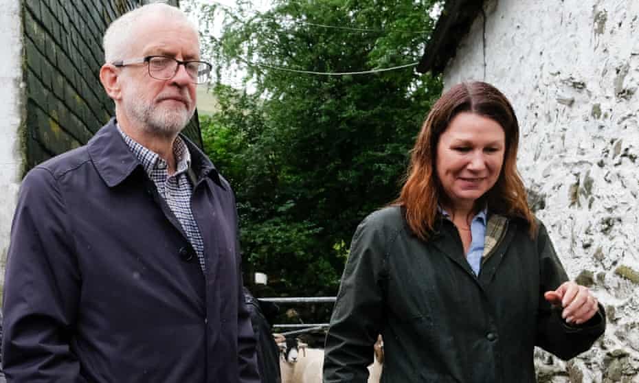The Labour Leader, Jeremy Corbyn, with the shadow envrionment secretary, Sue Hayman, on a recent visit to the Rakefoot sheep farm in Cumbria