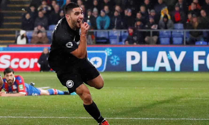 Neal Maupay celebrates scoring at Palace for Brighton in December, but he has struggled since.
