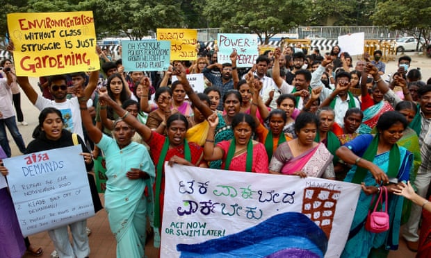 Over 100 people took part in the climate strike in Bengaluru, India.