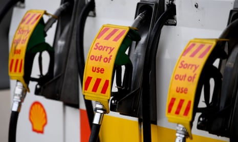 Pumps closed at a petrol station following panic buying of fuel