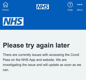 L'application et le site Web du pass NHS Covid sont tombés en panne.