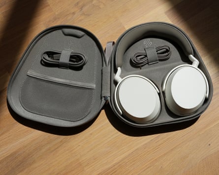 The Sennheiser Momentum 5 headphones in their supplied case.