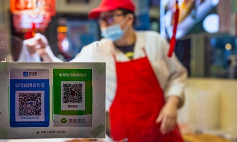Stickers for payment with QR codes in Shanghai, China