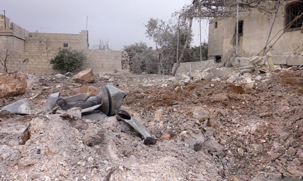 Damaged buildings in Idlib