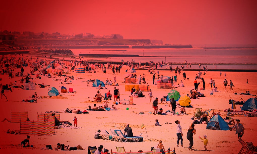 Sunbathers in Margate, Kent, in May 2021