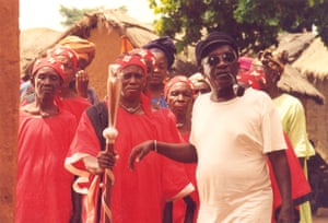 With cast members while filming of Moolaade, Burkina Faso, 2002