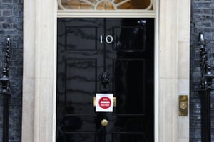A no entry sign on the door to No 10.